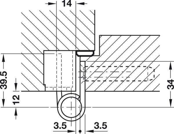 Objekttürband Edelstahl matt VX 7728/120 für gefälzt-flächenbündige Objekttüren bis 100 kg Simonswerk